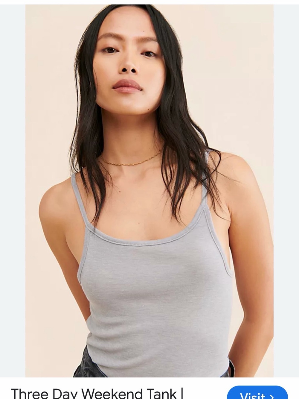Free People Light Gray Scoop Neck Tank Top